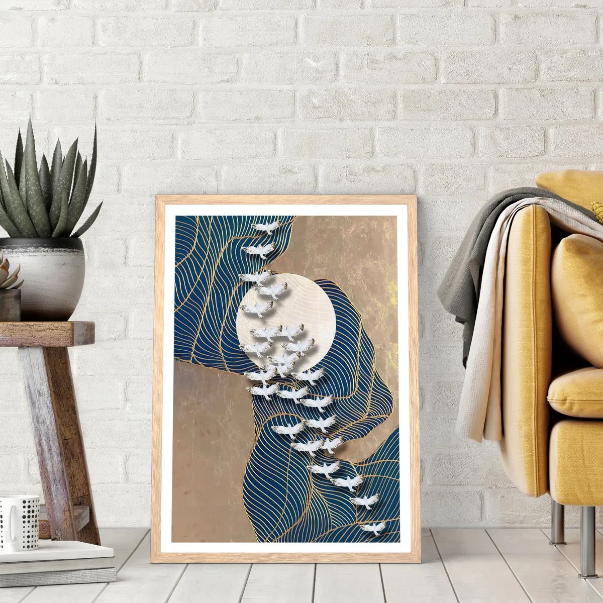 Póster en marco roble claro - Libertad en bandada comunidad - 40x50 cm