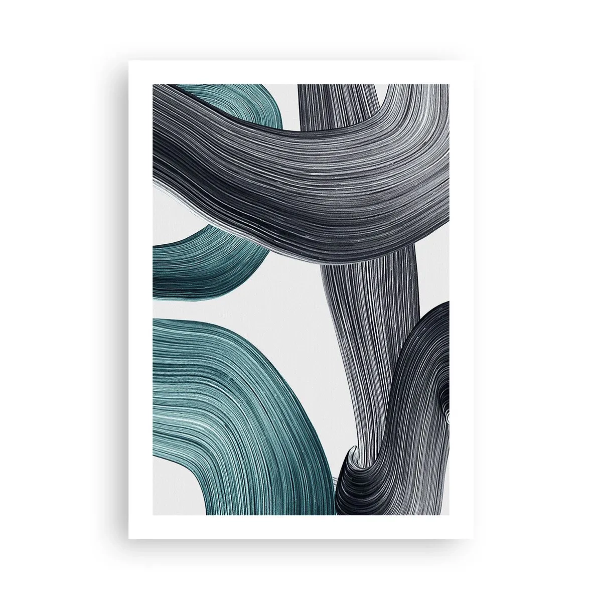 Póster - Pinceladas dinámicas - 50x70cm - Senderos esmeralda y negro - Decoración de pared moderna para salón y dormitorio ARTTOR