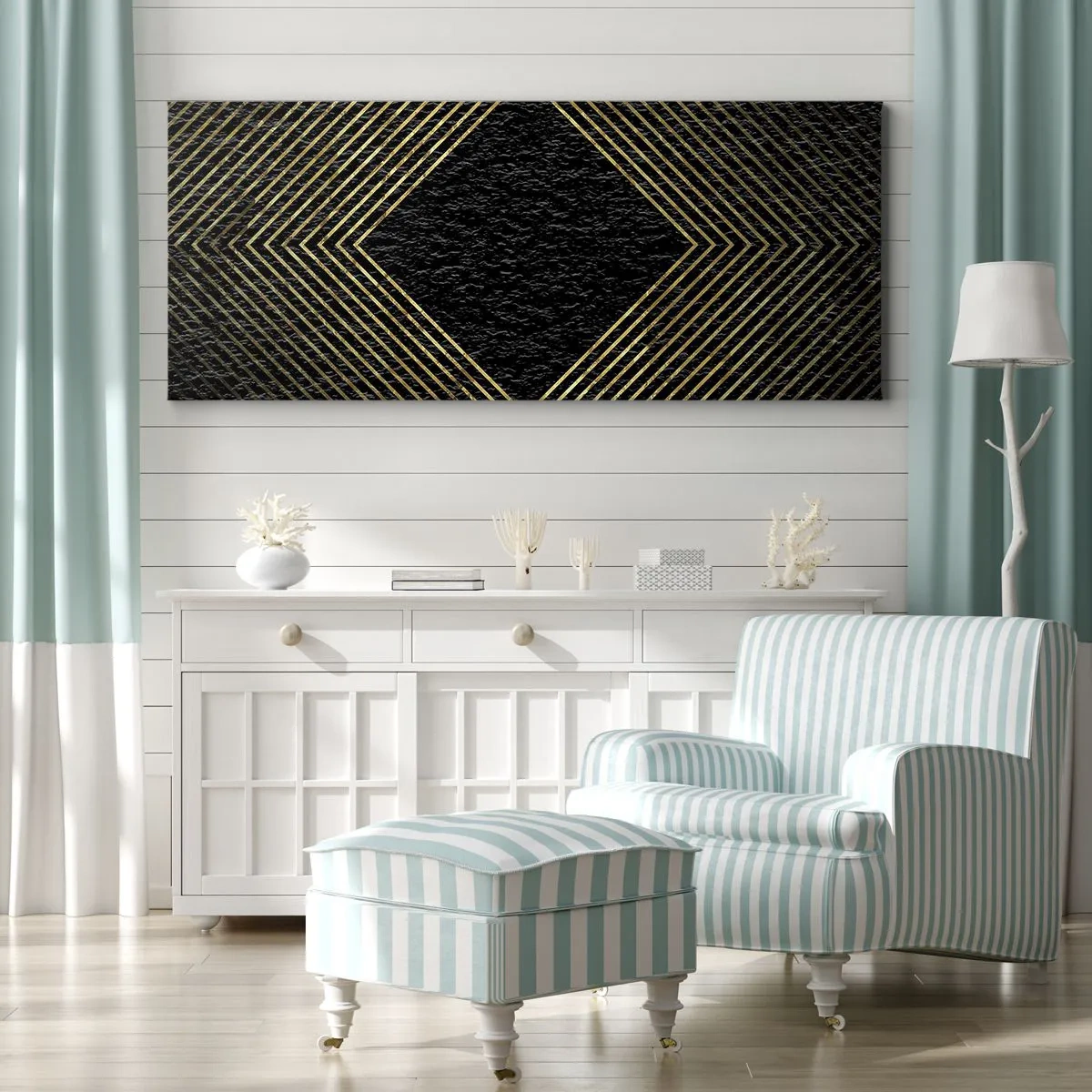 Cuadro sobre lienzo - Impresión de Imagen - Geometría al estilo glamour - 100x40 cm