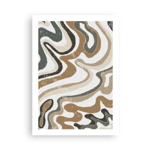 Póster - Patrones orgánicos abstractos en tonos tierra - 50x70cm - Meandros de colores terrosos - Decoración de pared moderna para salón y dormitorio ARTTOR