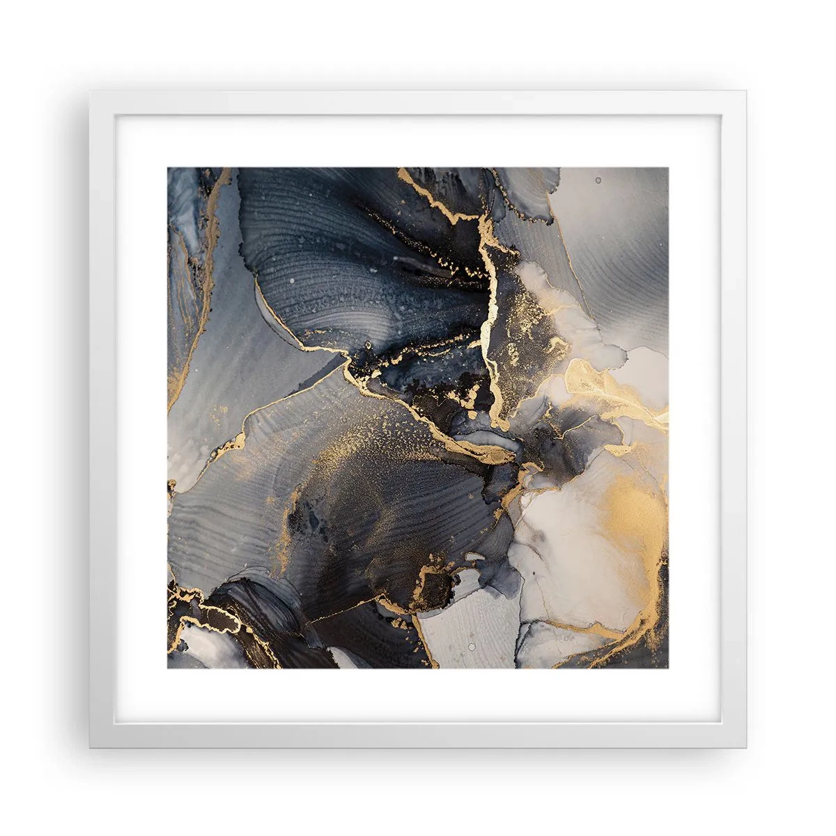 Póster en marco blanco - La vida de una piedra - 40x40 cm