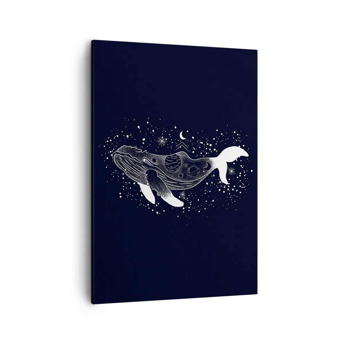 Cuadro sobre lienzo - Impresión de Imagen - Una ilustración gráfica de una ballena en estilo espacial. - 50x70cm - En el océano del universo - Decoración de pared moderna para salón y dormitorio ARTTOR