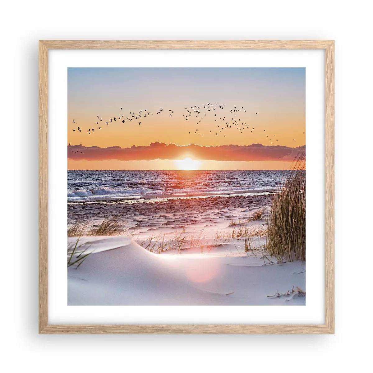 Póster en marco roble claro - Paisaje horizontal - 50x50 cm