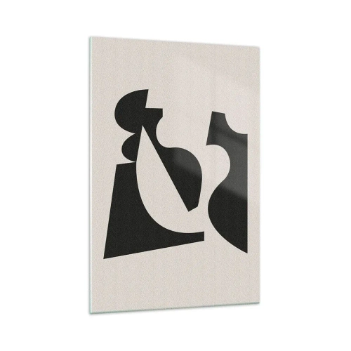 Cuadro sobre vidrio - Impresiones sobre Vidrio - Composición geométrica abstracta en blanco y negro - 70x100cm - Para automontaje - Decoración de pared moderna para salón y dormitorio ARTTOR