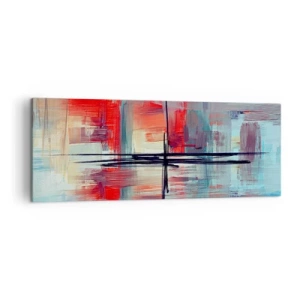 Cuadro sobre lienzo - Impresión de Imagen - Una composición abstracta con colores intensos, líneas y formas geométricas. - 140x50cm - Paisaje en una dimensión desconocida - Decoración de pared moderna para salón y dormitorio ARTTOR