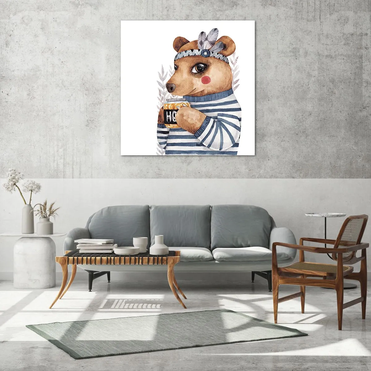 Cuadro sobre vidrio - Impresiones sobre Vidrio - Dulce oso - 60x60 cm