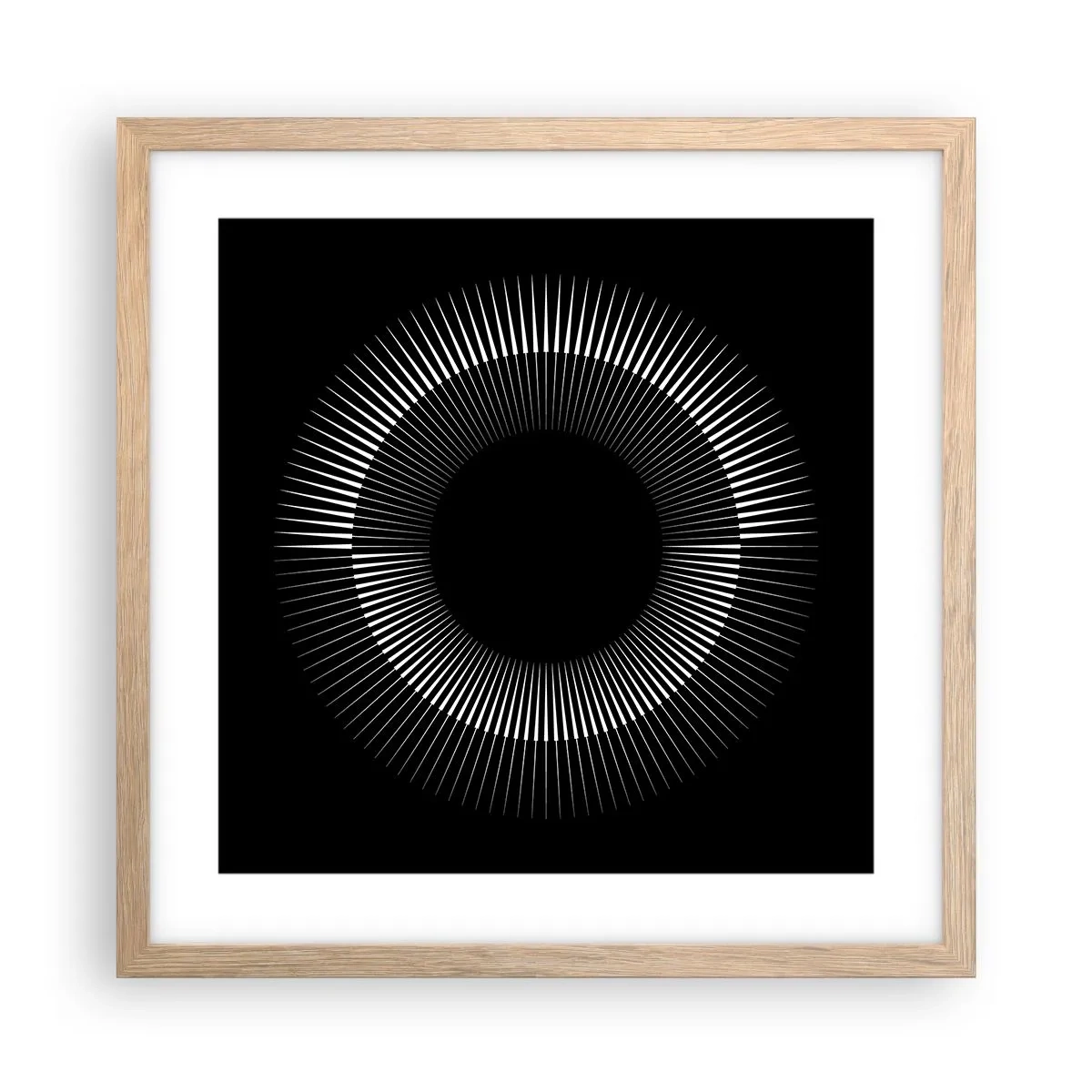 Póster en marco roble claro - Sol negro - 40x40 cm