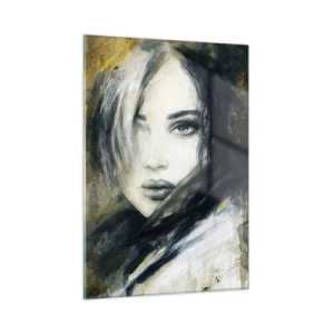 Cuadro sobre vidrio - Impresiones sobre Vidrio - Retrato de una mujer en estilo acuarela - 50x70cm - Inocente y sensual - Decoración de pared moderna para salón y dormitorio ARTTOR