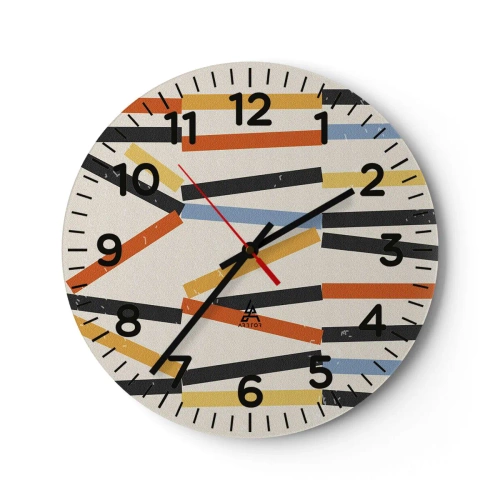 Reloj de pared - Reloj de vidrio - Composición horizontal - 40x40 cm