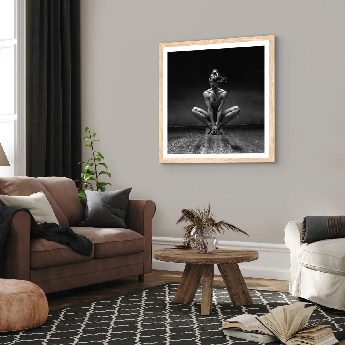 Póster en marco roble claro - Concentración de energía del baile - 60x60 cm