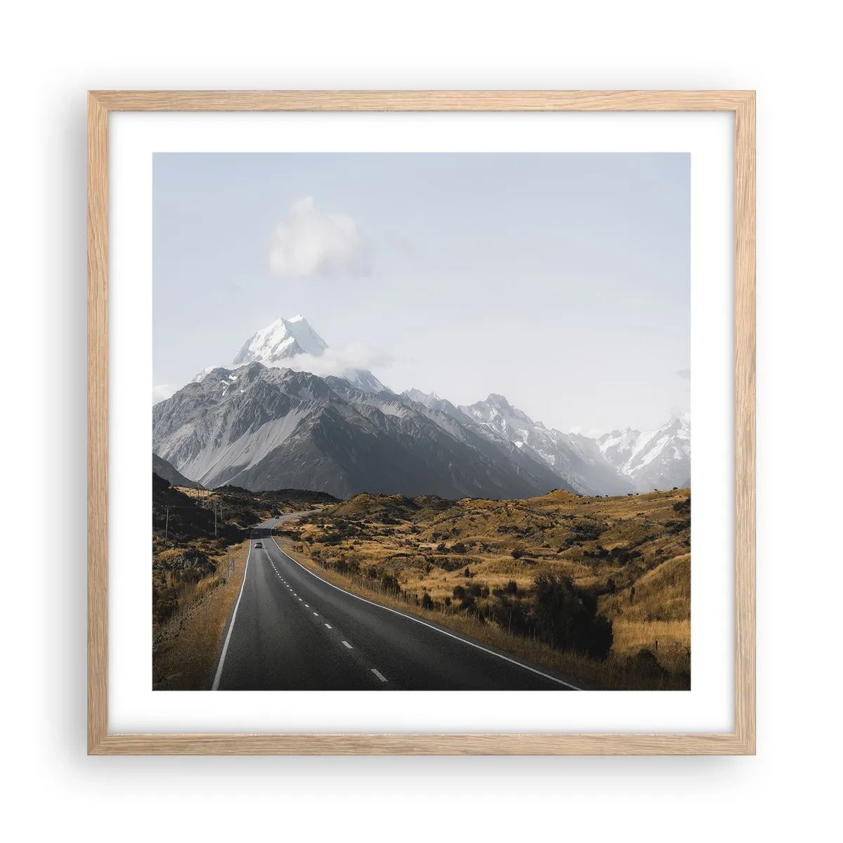 Póster en marco roble claro - El camino al corazón de las montañas - 50x50 cm