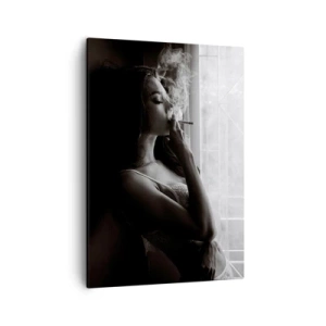 Cuadro sobre lienzo - Impresión de Imagen - Una mujer en una pose sensual en una fotografía en blanco y negro. - 50x70cm - Un momento sensual - Decoración de pared moderna para salón y dormitorio ARTTOR