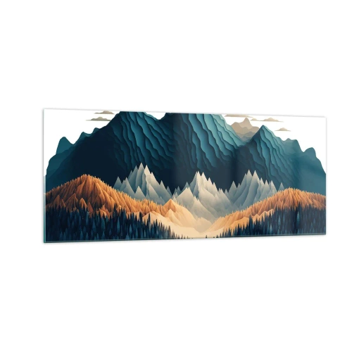 Cuadro sobre vidrio - Impresiones sobre Vidrio - Paisaje perfecto de montañas - 100x40 cm