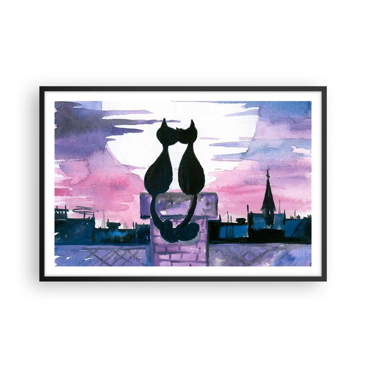 Póster en marco negro - Cita bajo la luna - 91x61 cm