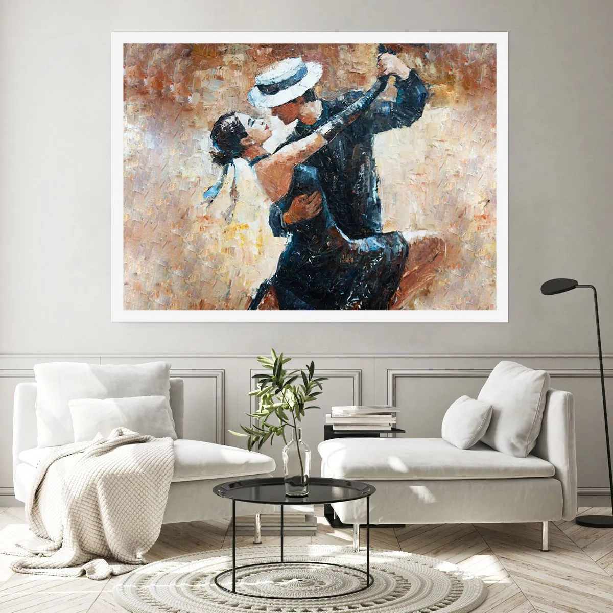 Póster - Una pareja bailando tango en un estilo romántico y elegante. - 100x70cm - Estilo Rudolf Valentino - Decoración de pared moderna para salón y dormitorio ARTTOR
