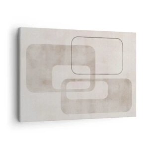 Cuadro sobre lienzo - Impresión de Imagen - Una composición minimalista con rectángulos en tonos beige sobre un fondo sutil. - 70x50cm - Fuga geométrica - Decoración de pared moderna para salón y dormitorio ARTTOR
