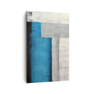 Cuadro sobre lienzo - Impresión de Imagen - Una composición abstracta con tonos de azul, gris y blanco. - 80x120cm - Composición poética de gris y azul - Decoración de pared moderna para salón y dormitorio ARTTOR