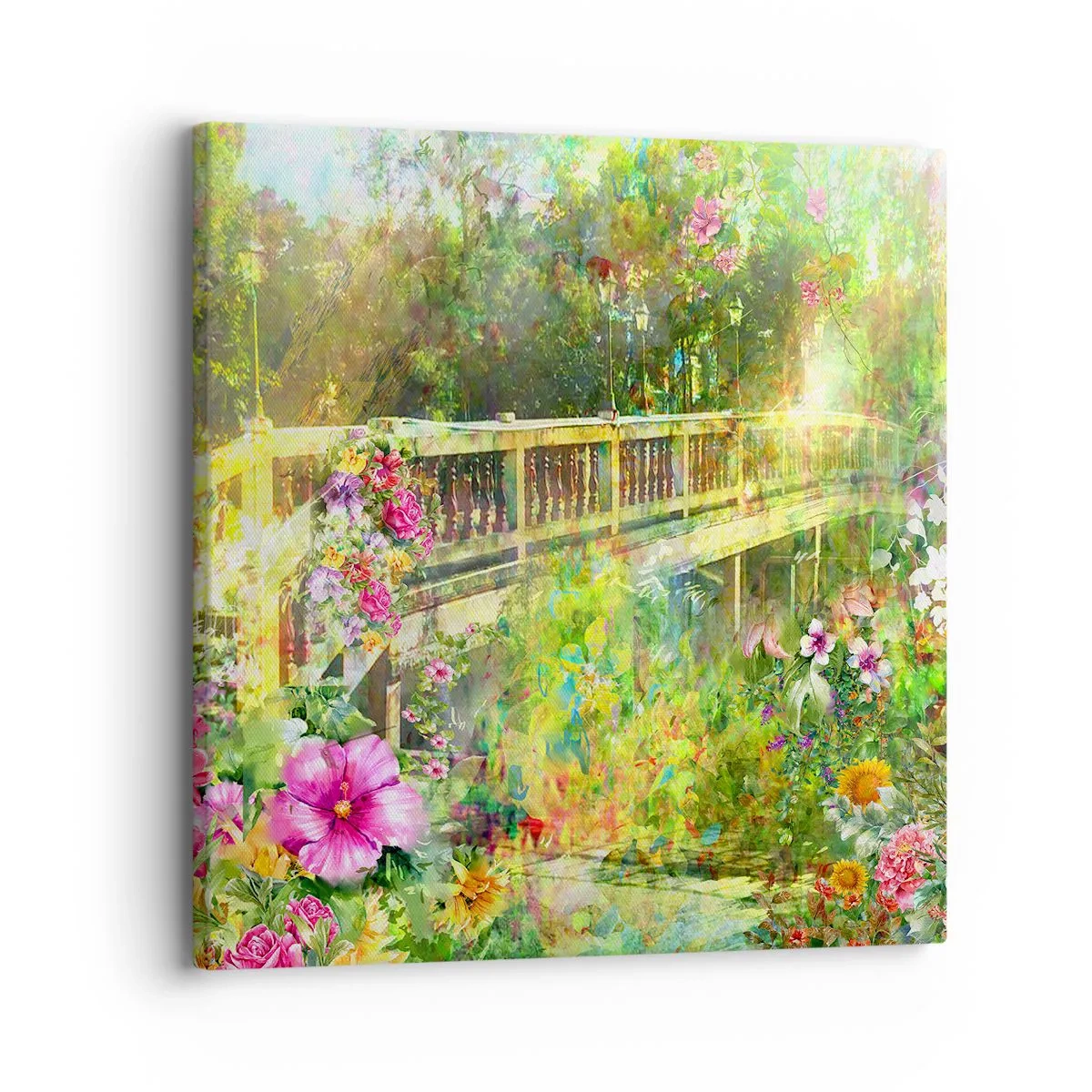 Cuadro sobre lienzo - Impresión de Imagen - Un puente de suspiros de primavera - 30x30 cm
