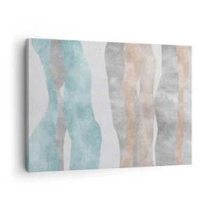 Cuadro sobre lienzo - Impresión de Imagen - Rayas abstractas en tonos pastel - 70x50cm - Un estudio de la cercanía - Decoración de pared moderna para salón y dormitorio ARTTOR