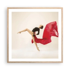 Póster en marco roble claro - Rojo y negro - 60x60 cm