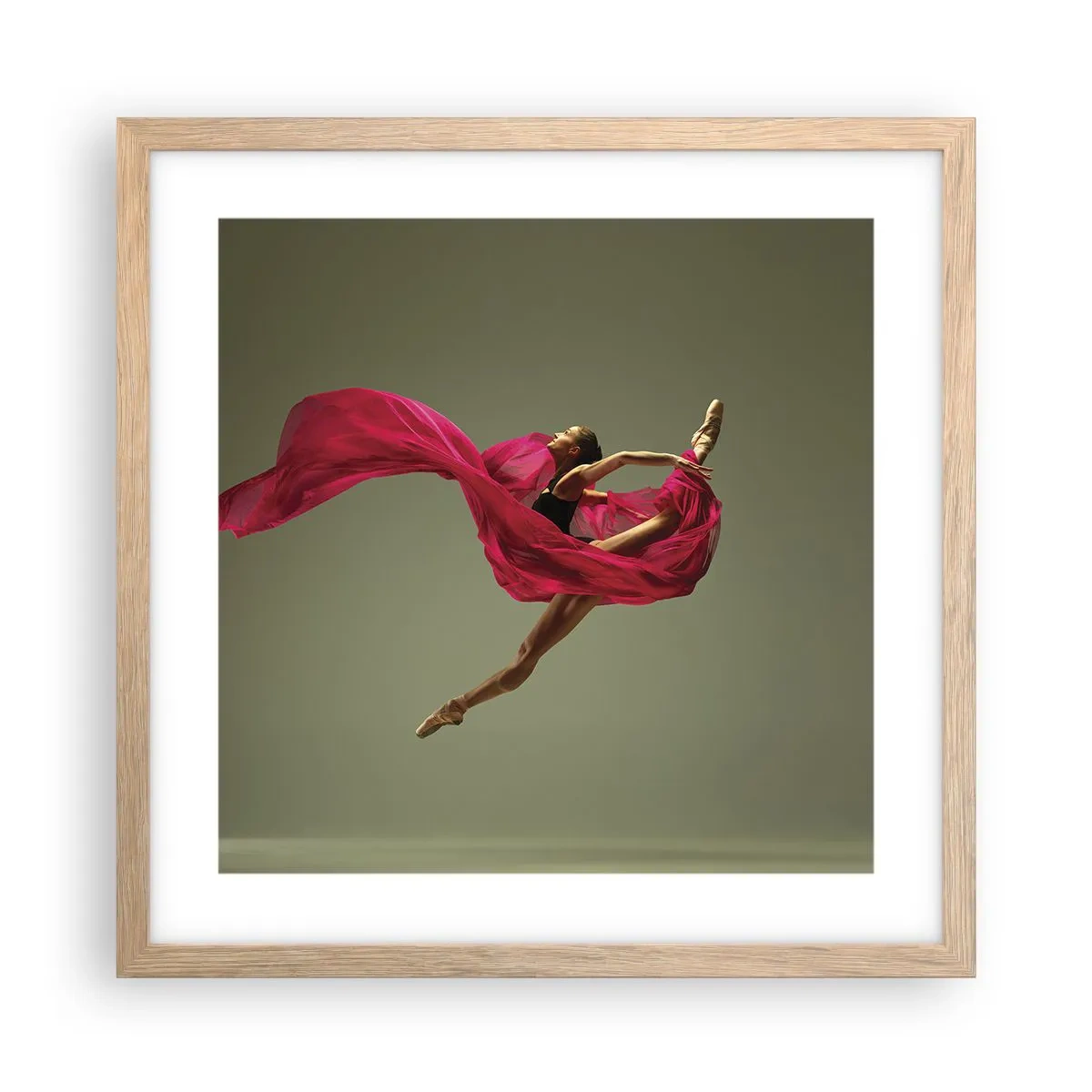 Póster en marco roble claro - Llama danzante - 40x40 cm