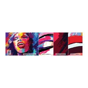 Muestra de fotomural autoadhesivo Deluxe Sticker - Canta toda una vida - Cantante, Abstracción, retrato de una mujer - 100x30 cm