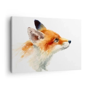 Cuadro sobre lienzo - Impresión de Imagen - Zorro rojo en estilo acuarela sobre fondo blanco. - 70x50cm - Nunca se es demasiado cuidadoso - Decoración de pared moderna para salón y dormitorio ARTTOR