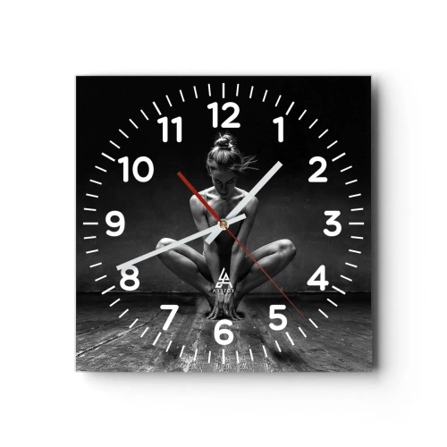 Reloj de pared - Reloj de vidrio - Concentración de energía del baile - 30x30 cm