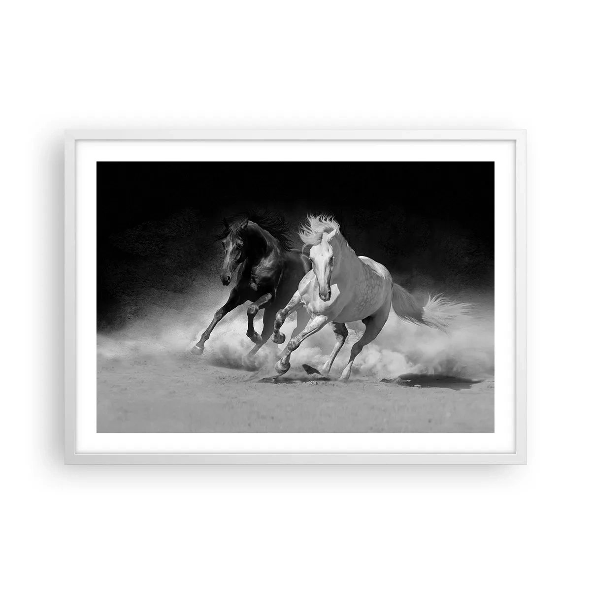 Póster en marco blanco - El galope de la libertad - 70x50 cm
