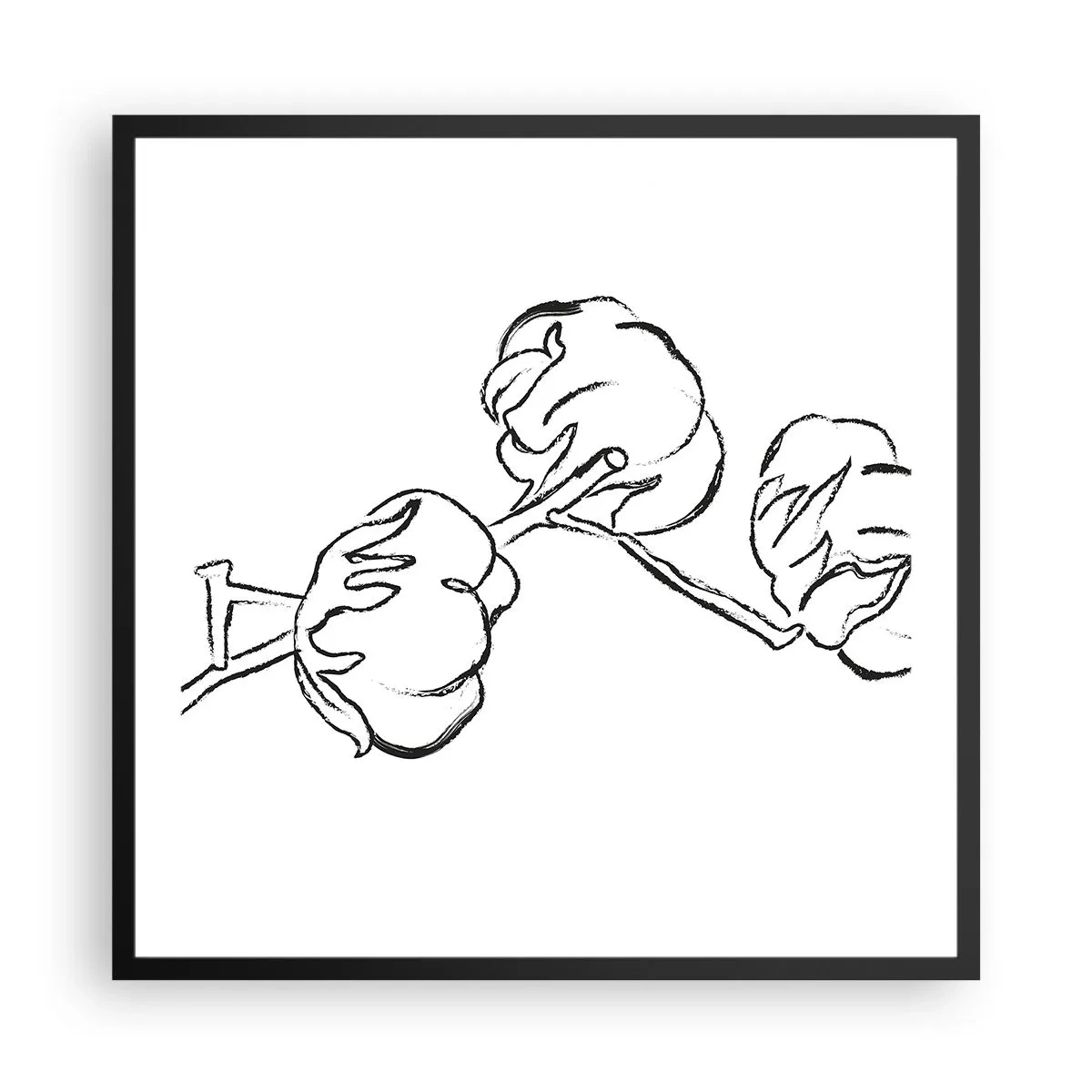 Póster en marco negro - Plumón de algodón - 60x60 cm