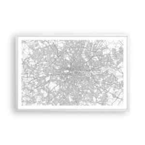 Póster en marco blanco - Un mapa del laberinto de Londres - 91x61 cm