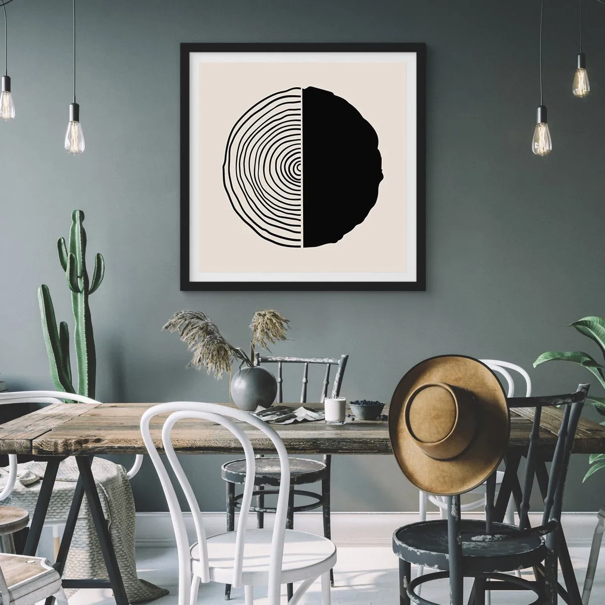 Póster en marco negro - Mitad y mitad - 40x40 cm