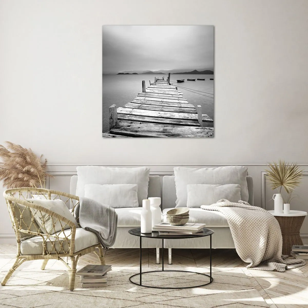 Cuadro sobre vidrio - Impresiones sobre Vidrio - Más allá de las montañas, más allá de los mares - 70x70 cm