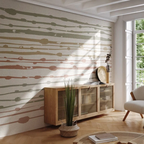 Fotomural Premium Sand - Composición de notas musicales - Minimalismo, Pastel, Pedazo - 500x350 cm