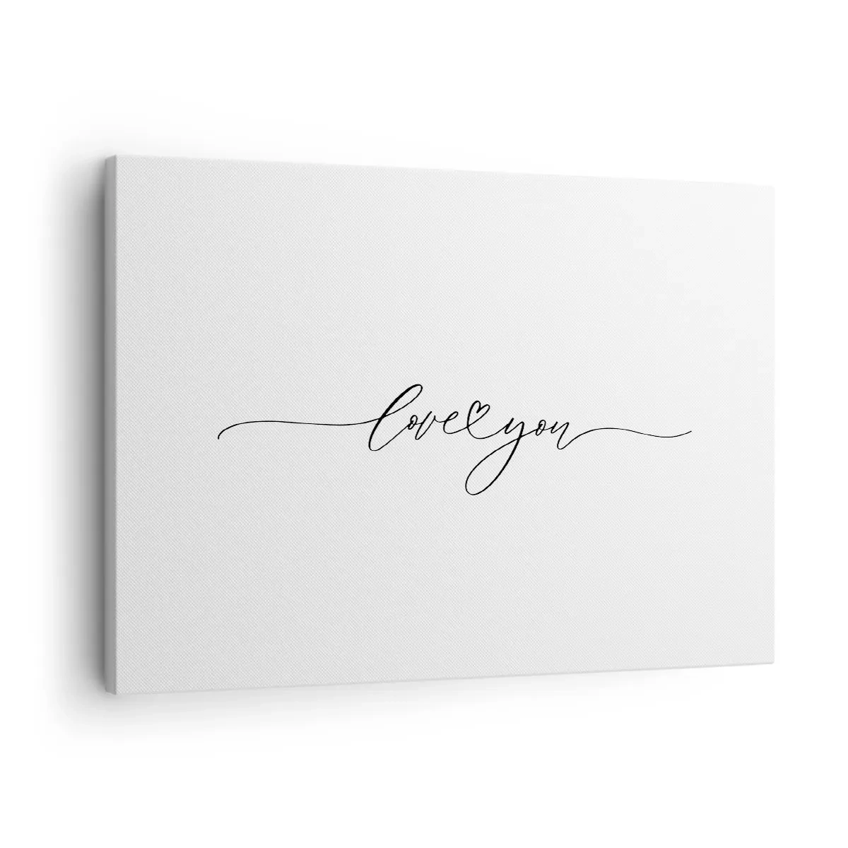 Cuadro sobre lienzo - Impresión de Imagen - La inscripción "Te amo" en una fuente elegante. - 70x50cm - Negro sobre blanco - Decoración de pared moderna para salón y dormitorio ARTTOR