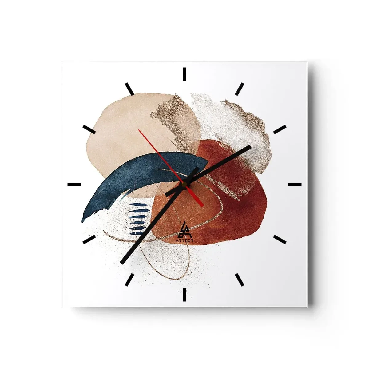 Reloj de pared - Reloj de vidrio - Composición ovalada - 40x40 cm