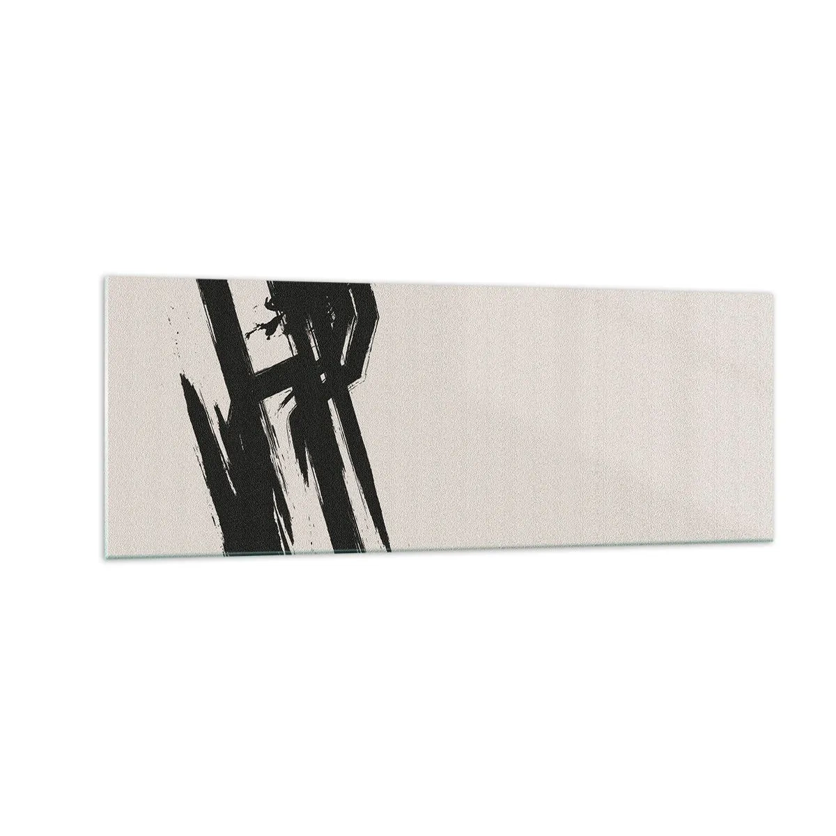 Cuadro sobre vidrio - Impresiones sobre Vidrio - Pinceladas dinámicas en negro sobre un fondo claro - 140x50cm - Impulso imparable - Decoración de pared moderna para salón y dormitorio ARTTOR