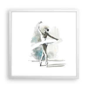 Póster en marco blanco - Encantada por un cisne - 50x50 cm