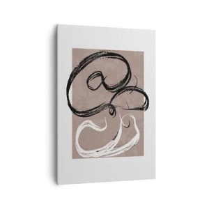 Cuadro sobre lienzo - Impresión de Imagen - Abstracción en blanco y negro sobre fondo beige. - 70x100cm - Composición: la búsqueda de la plenitud - Decoración de pared moderna para salón y dormitorio ARTTOR