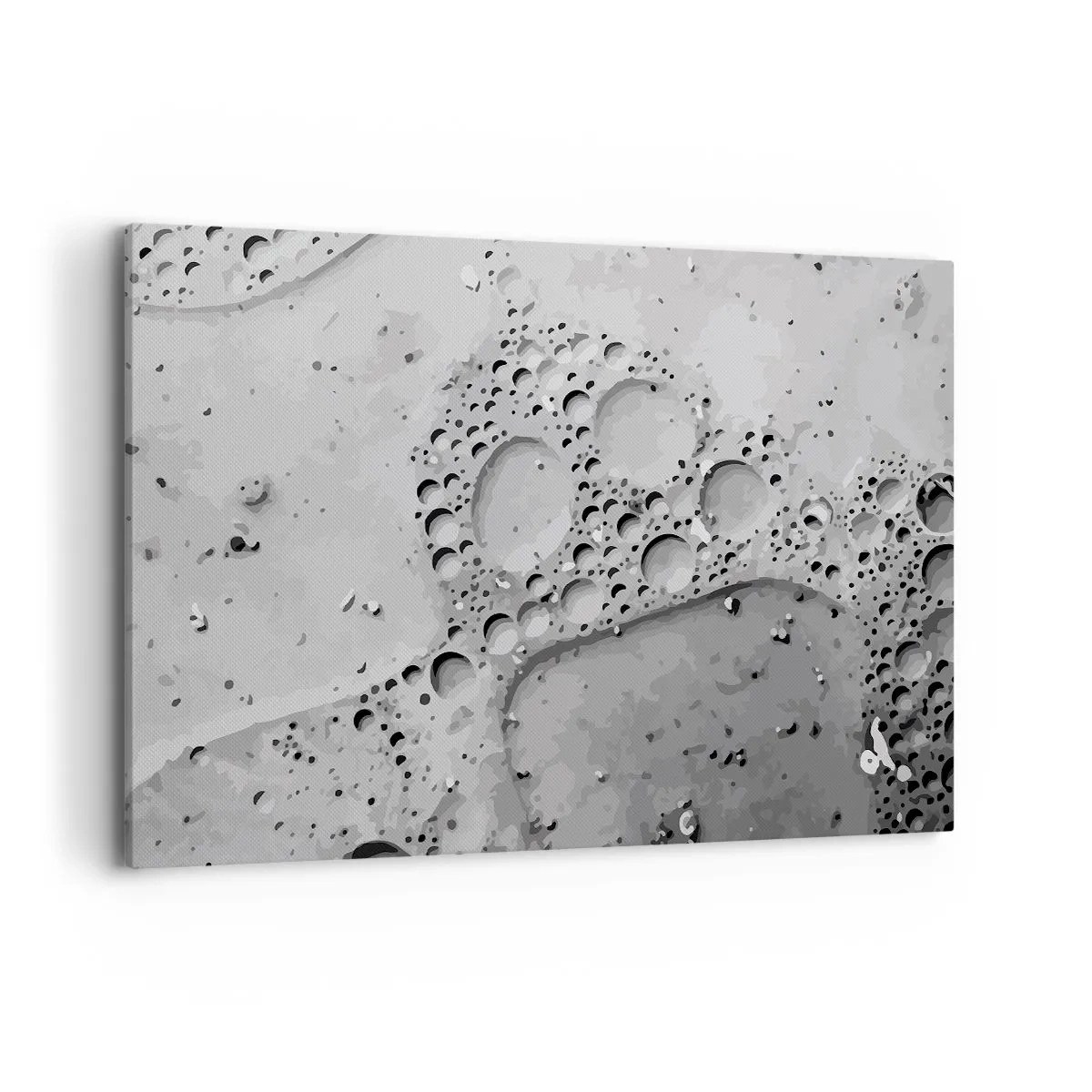 Cuadro sobre lienzo - Impresión de Imagen - Patrón de burbujas en blanco y negro en un estilo minimalista. - 120x80cm - Rastro espumoso - Decoración de pared moderna para salón y dormitorio ARTTOR
