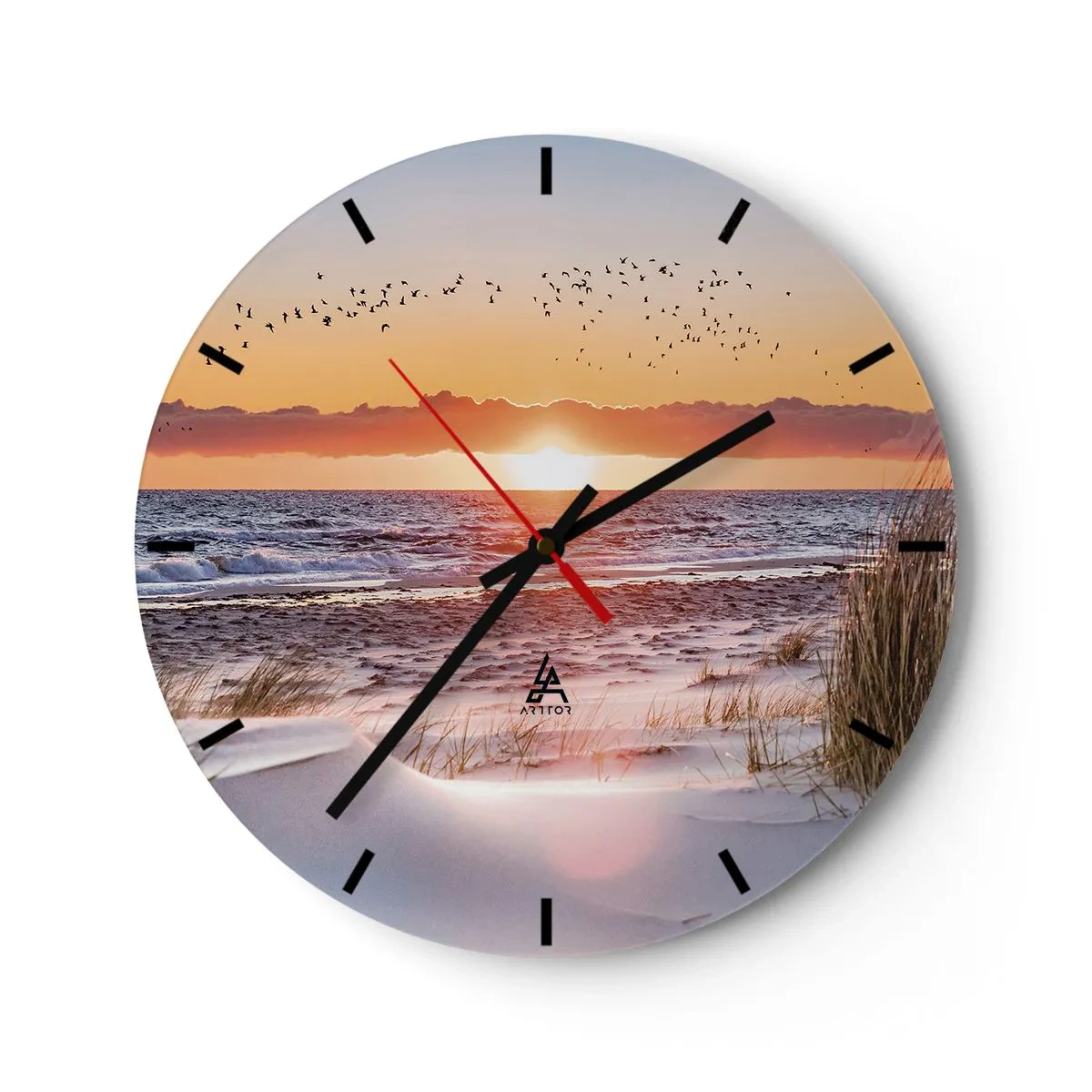 Reloj de pared - Reloj de vidrio - Paisaje horizontal - 40x40 cm
