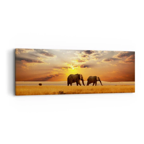 Cuadro sobre lienzo - Impresión de Imagen - Un paseo en familia - 90x30 cm