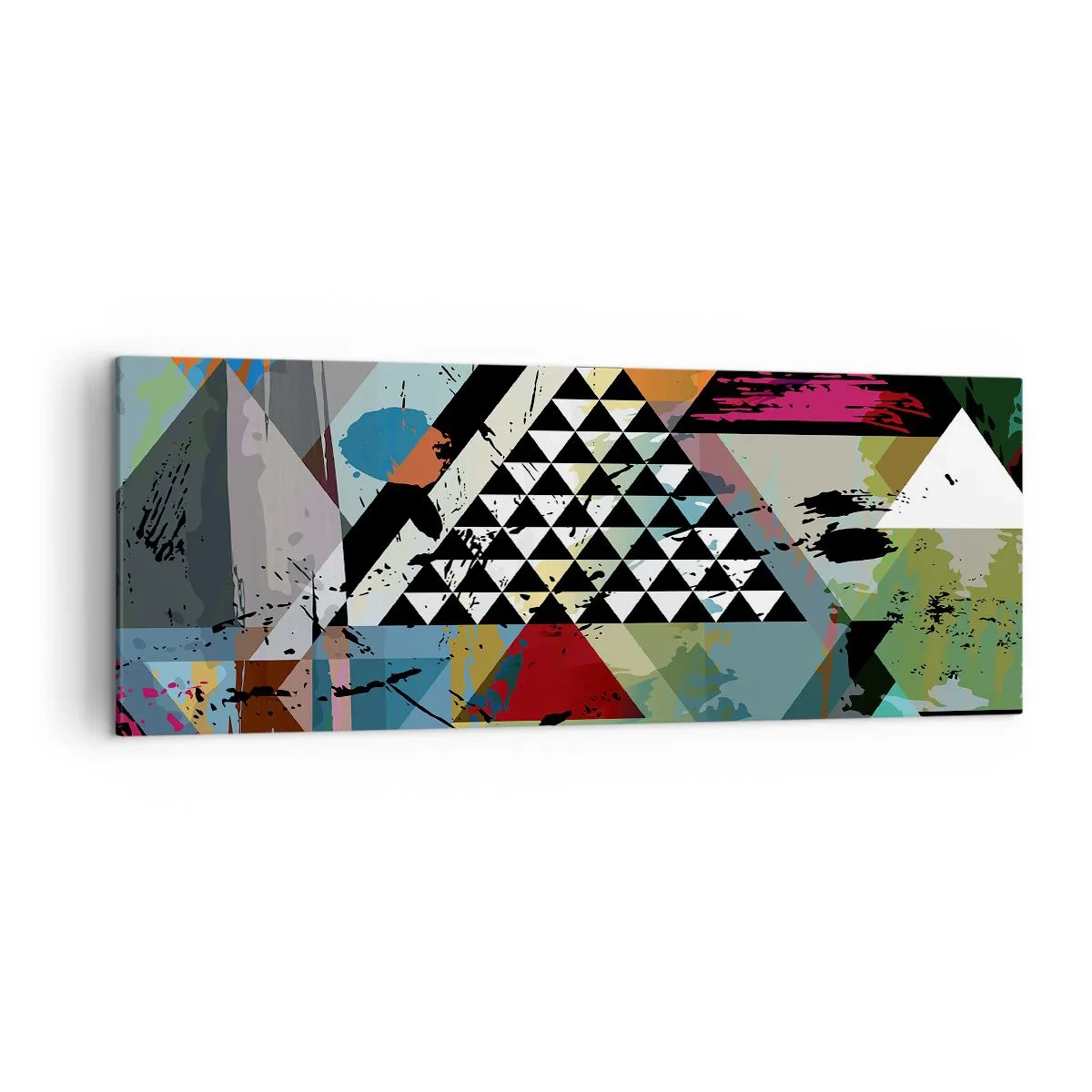 Cuadro sobre lienzo - Impresión de Imagen - Una composición abstracta de formas geométricas y colores. - 140x50cm - Qué sencillo es - Decoración de pared moderna para salón y dormitorio ARTTOR