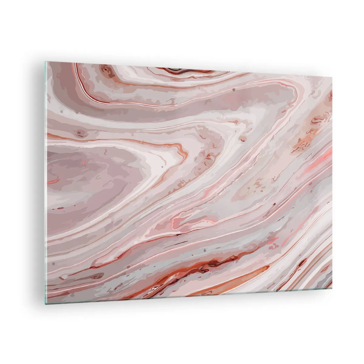 Cuadro sobre vidrio - Impresiones sobre Vidrio - Patrón abstracto en tonos rosa y marrón. - 70x50cm - Rosa líquido - Decoración de pared moderna para salón y dormitorio ARTTOR