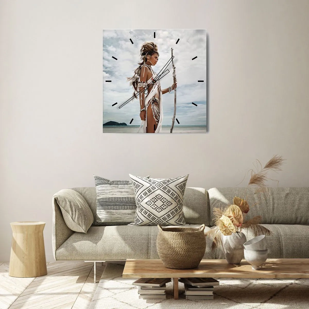 Reloj de pared - Reloj de vidrio - Reina de los trópicos - 40x40 cm