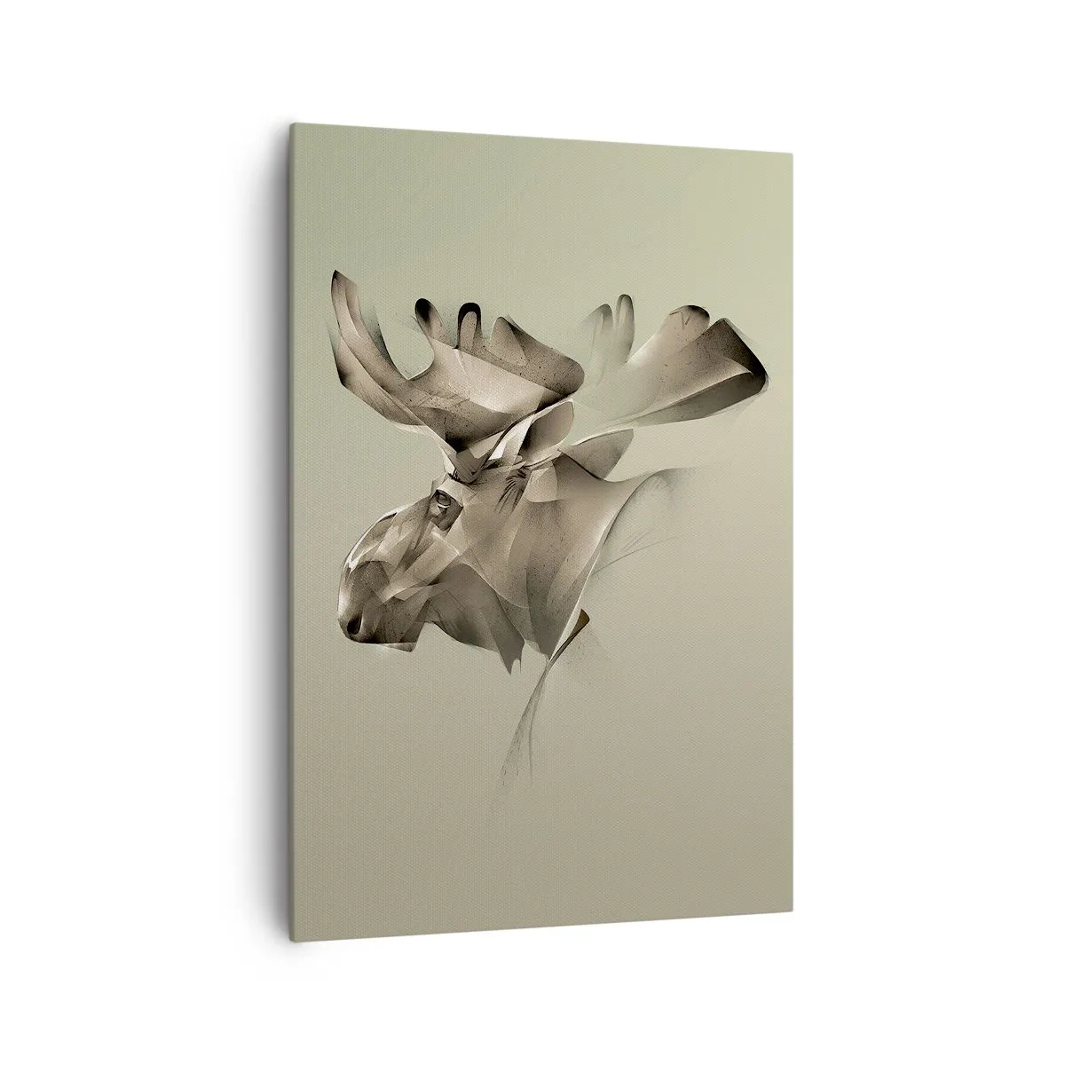 Cuadro sobre lienzo - Impresión de Imagen - Una imagen abstracta de un alce sobre un fondo minimalista. - 70x100cm - El suave poder de la paz - Decoración de pared moderna para salón y dormitorio ARTTOR