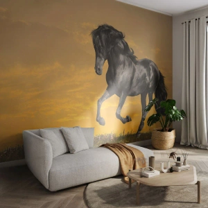 Fotomural Premium Sand - Hermoso, libre y salvaje - animales, Caballo, Paisaje - 350x256 cm