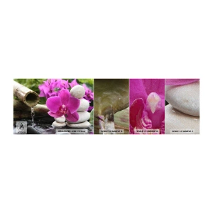 Muestra de fotomural Premium Sand - Ya estás descansando - flores, Bambú, Orquídea - 100x30 cm