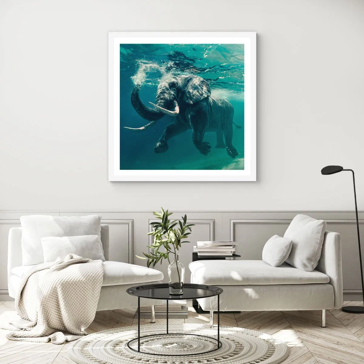 Póster en marco blanco - A todos nos gusta nadar - 50x50 cm