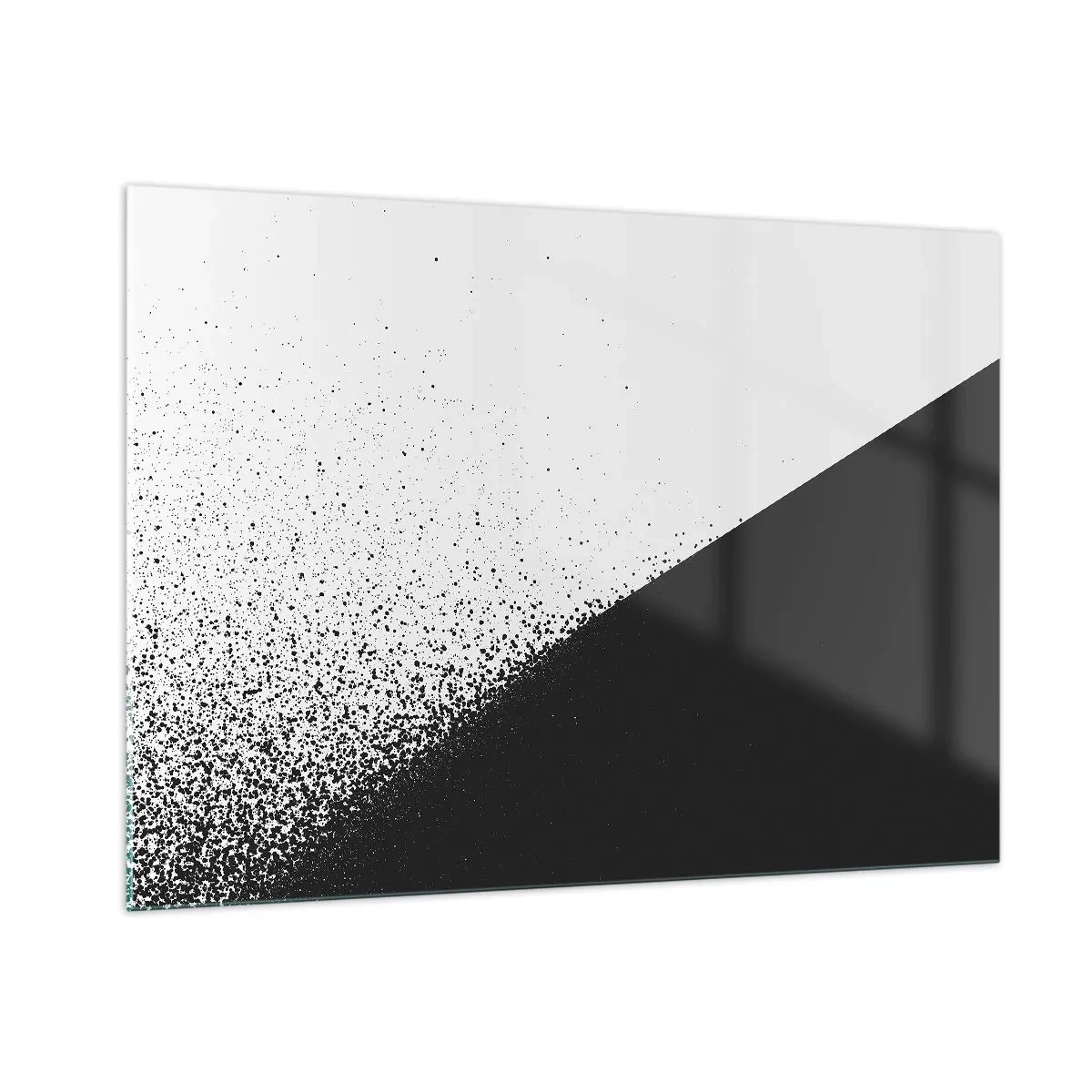 Cuadro sobre vidrio - Impresiones sobre Vidrio - Una composición minimalista en blanco y negro con efecto de desintegración. - 100x70cm - Cada vez más rápido, cada vez más alto - Decoración de pared moderna para salón y dormitorio ARTTOR